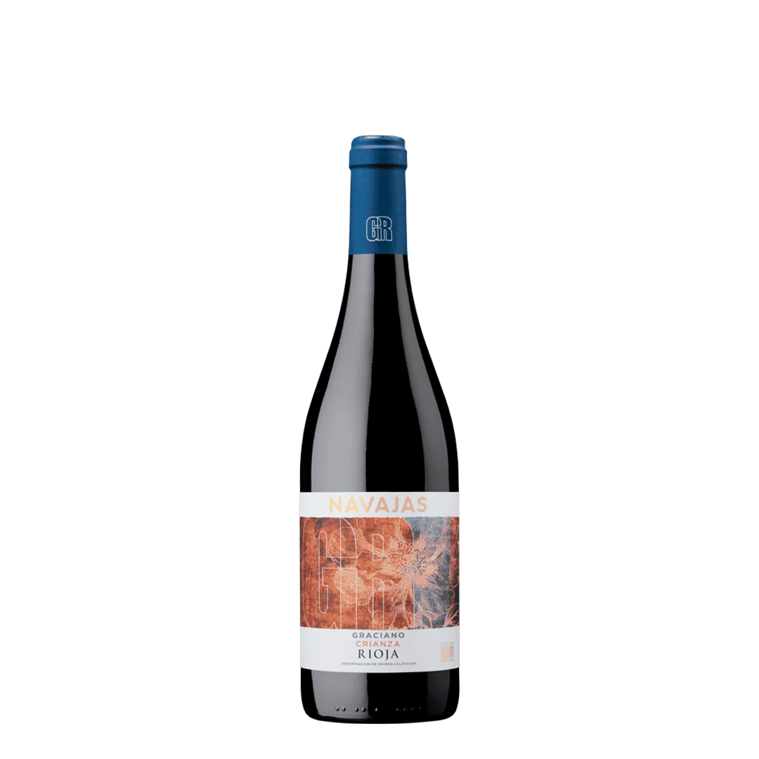 Navajas Graciano Crianza 2020 DOC Rioja, vino tinto de viñas viejas con aromas de frutas rojas y especias, con crianza en barrica.