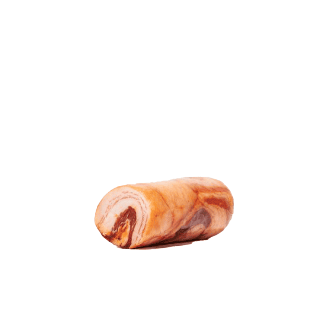 Panceta de Bellota Ibérica Embuchada, elaborada artesanalmente, envasada al vacío, pieza de 400g con sabor auténtico.