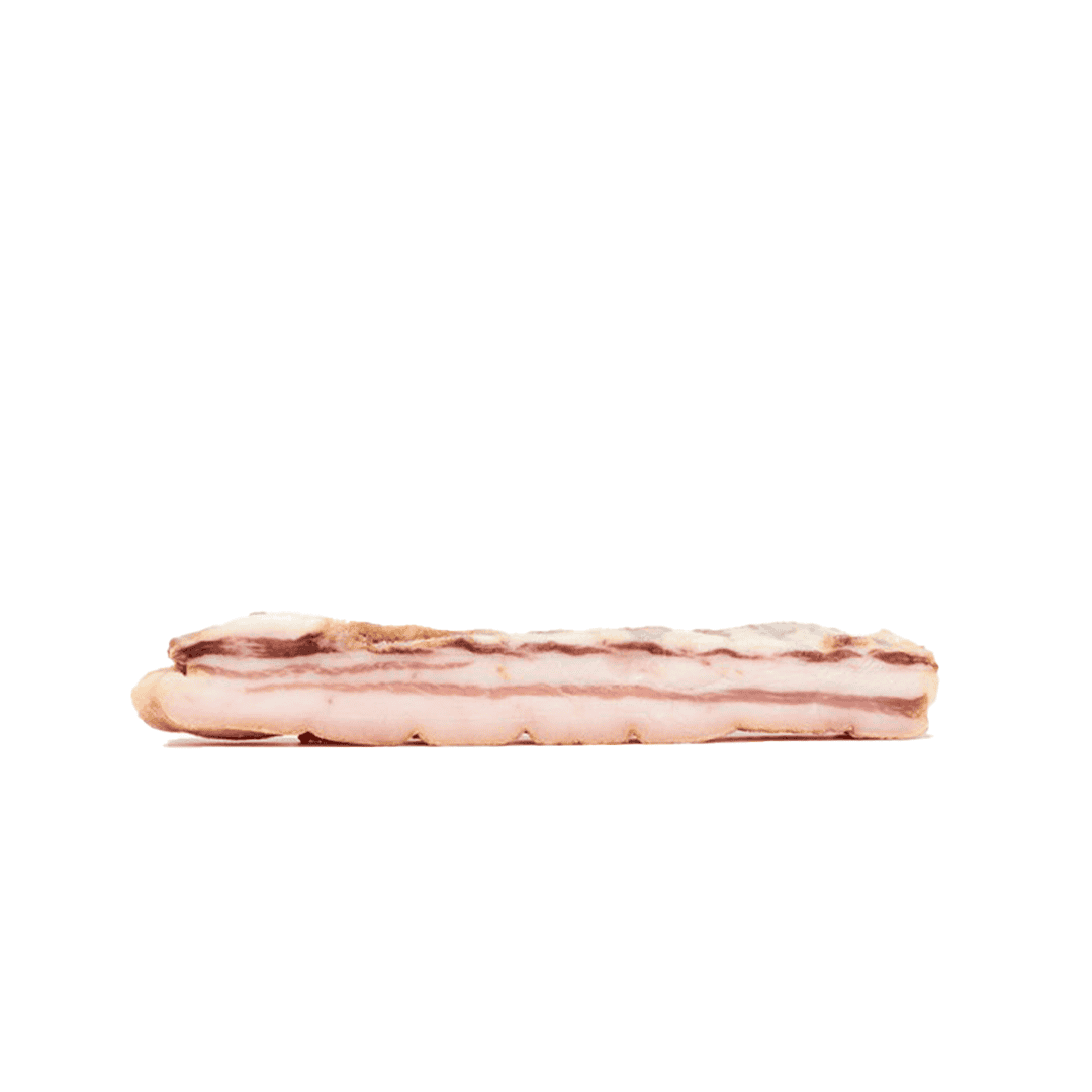 Panceta de Bellota Ibérica Curada, envasada al vacío, pieza de 500g con sabor auténtico y calidad ibérica.