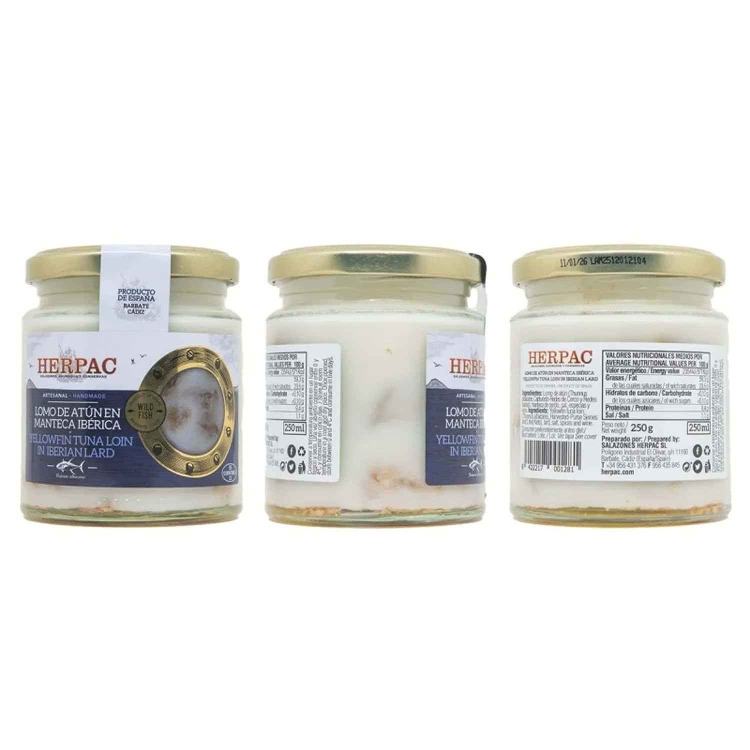 Lomo de atún en manteca ibérica Herpac 250 g conserva gourmet